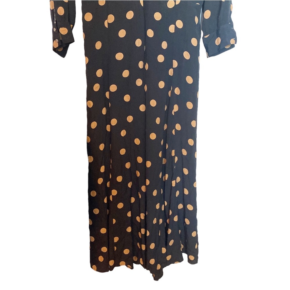 Anthropologie Jumpsuit Loveland Polka Dot Wide Leg Black/Tan Size 14 - Picture 8 of 13